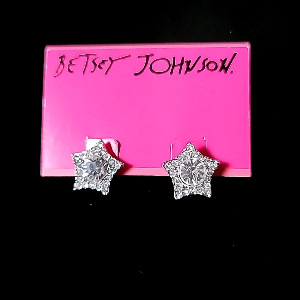 New Vintage! BETSEY JOHNSON Blue by Betsey Johnson Crystal Star Stud Earrings.